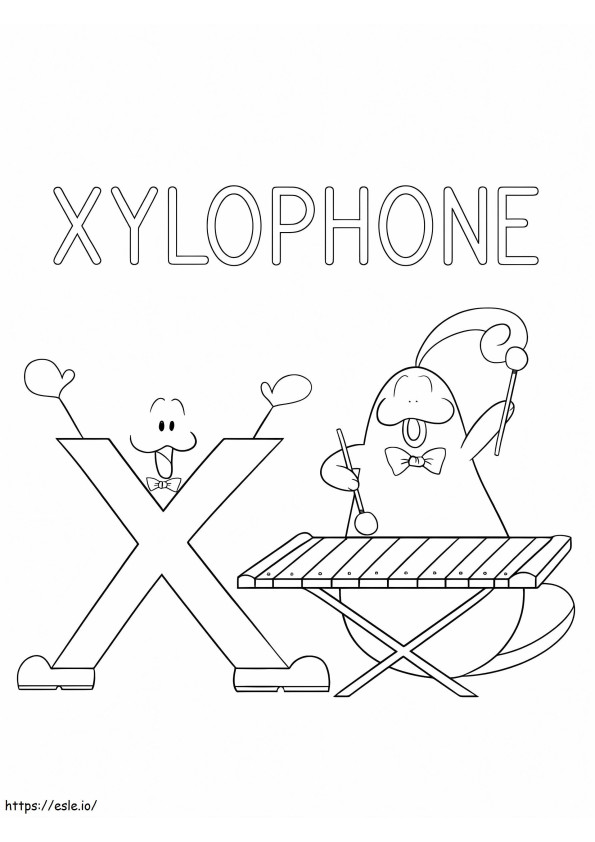 Xylofoon Letter X 4 kleurplaat