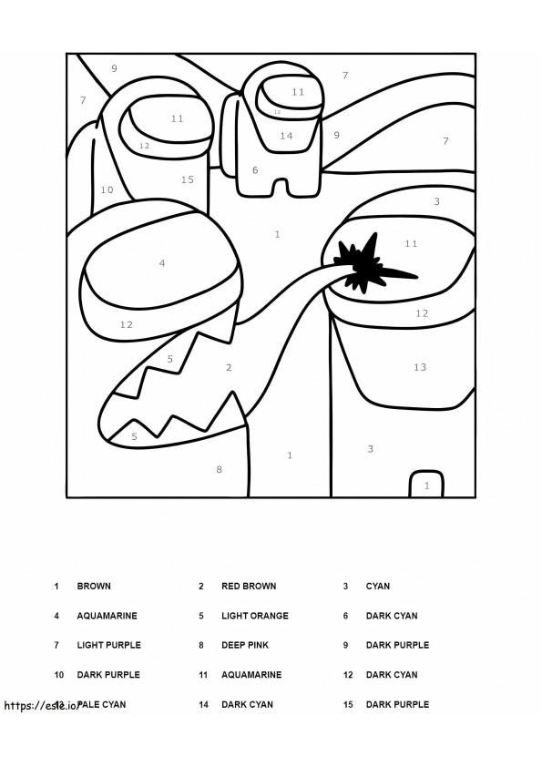 Among Us Monster Color By Number coloring page