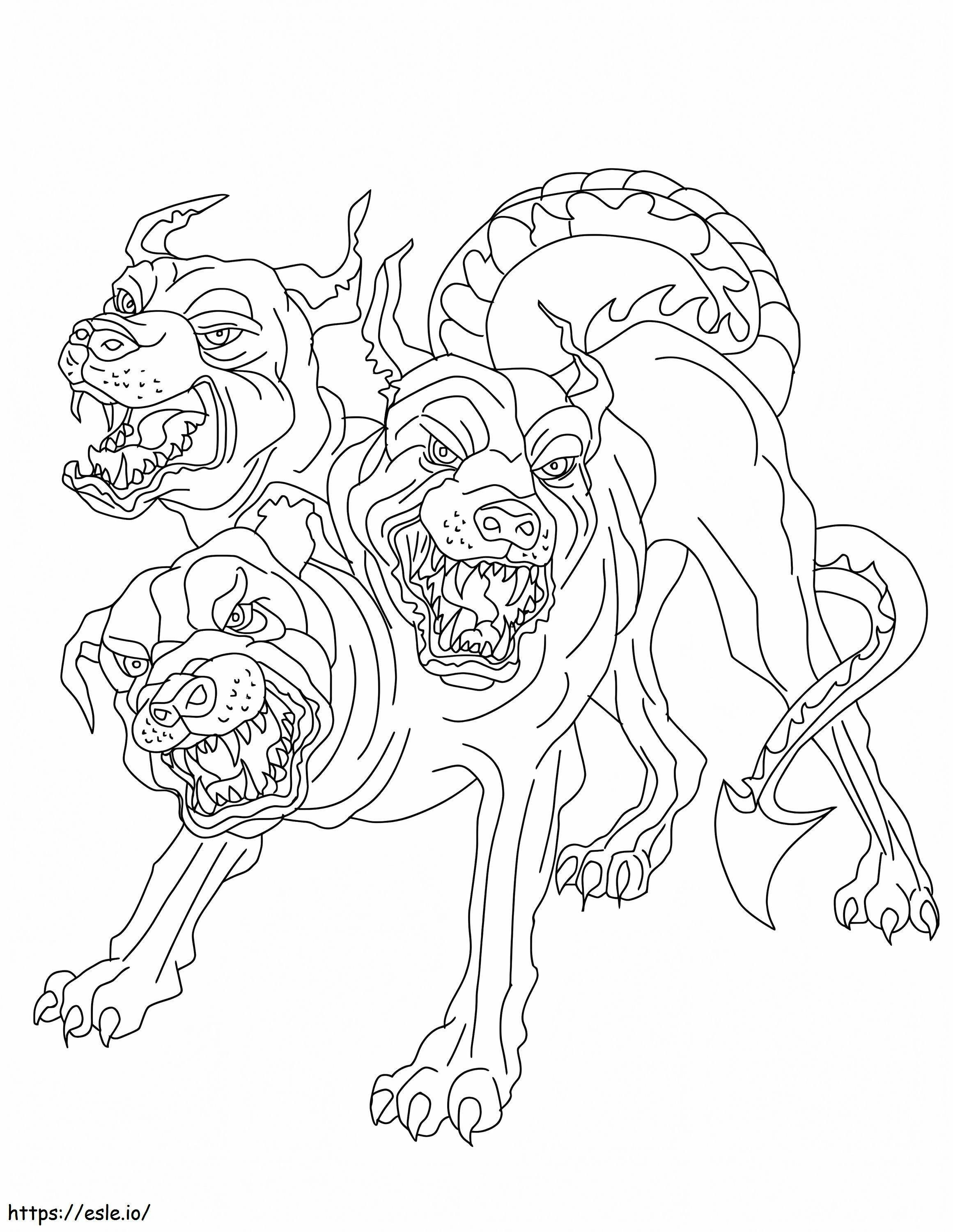 Terrifying Cerberus coloring page
