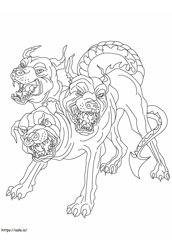 Terrifying Cerberus coloring page