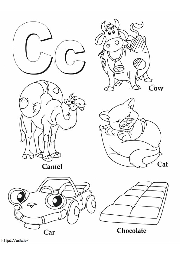 Coloriage ABC avec voiture et nourriture pour animaux à imprimer dessin