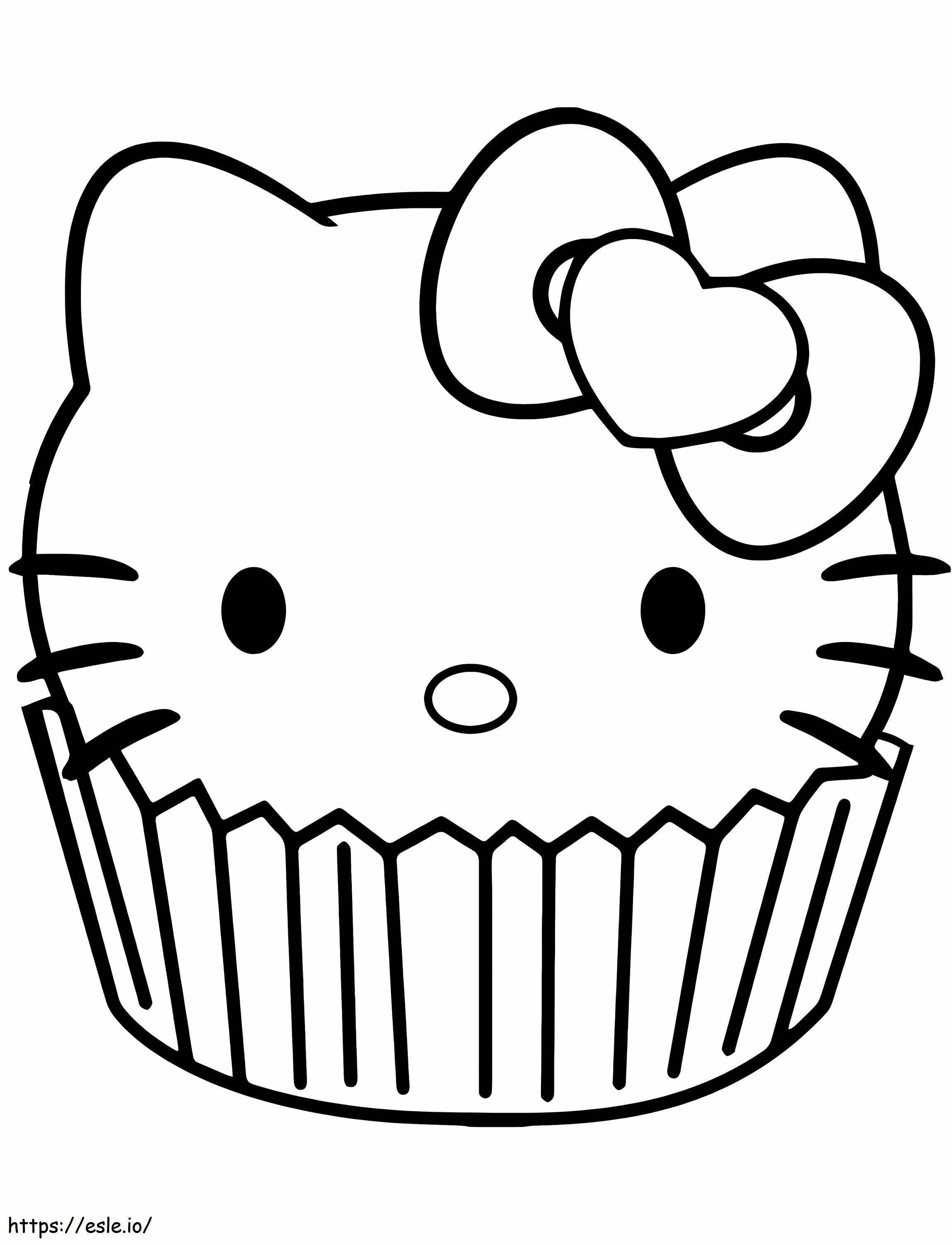 Cupcake Hello Kitty de colorat