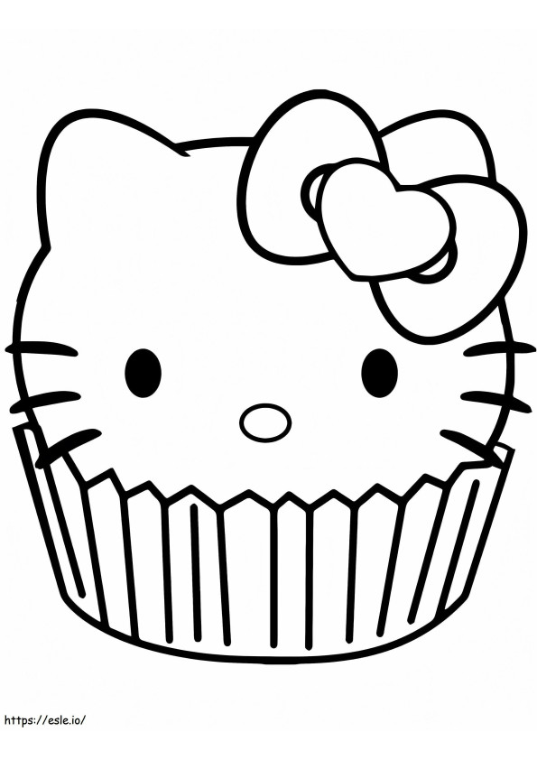 Cupcake Hello Kitty coloring page
