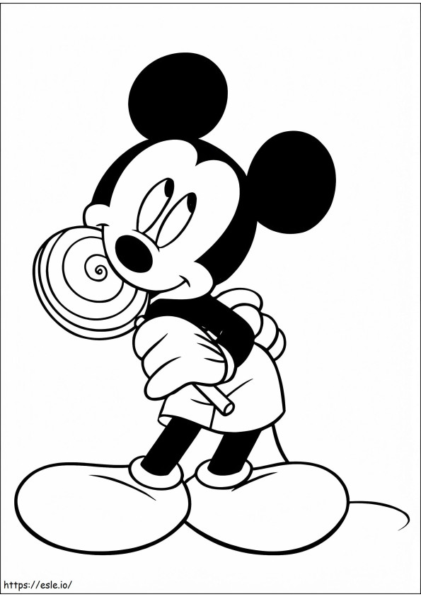 Mickey Mouse With Lollipop coloring page