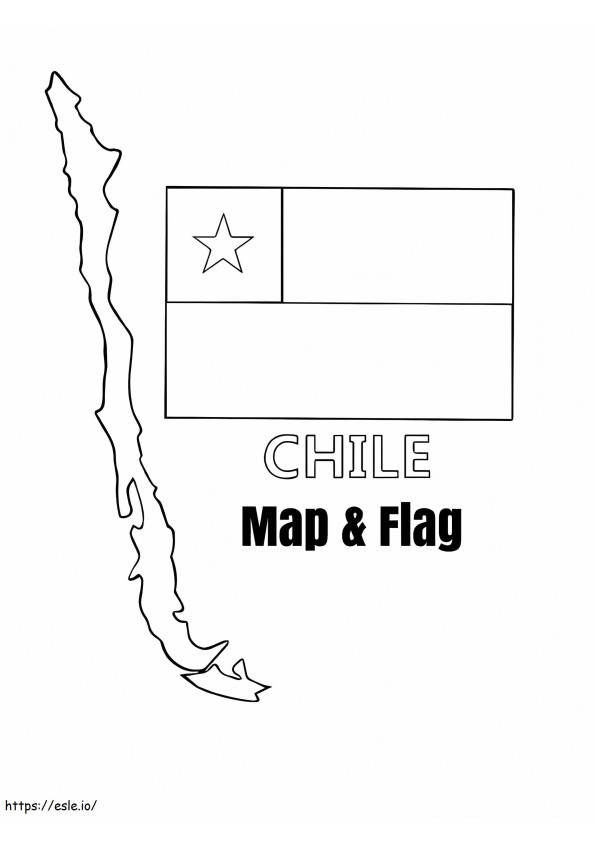 Chilen lippu ja kartta värityskuva