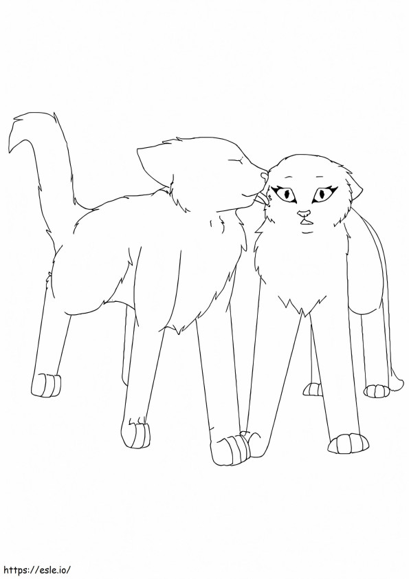 Coloriage Couple de guerriers chats à imprimer dessin