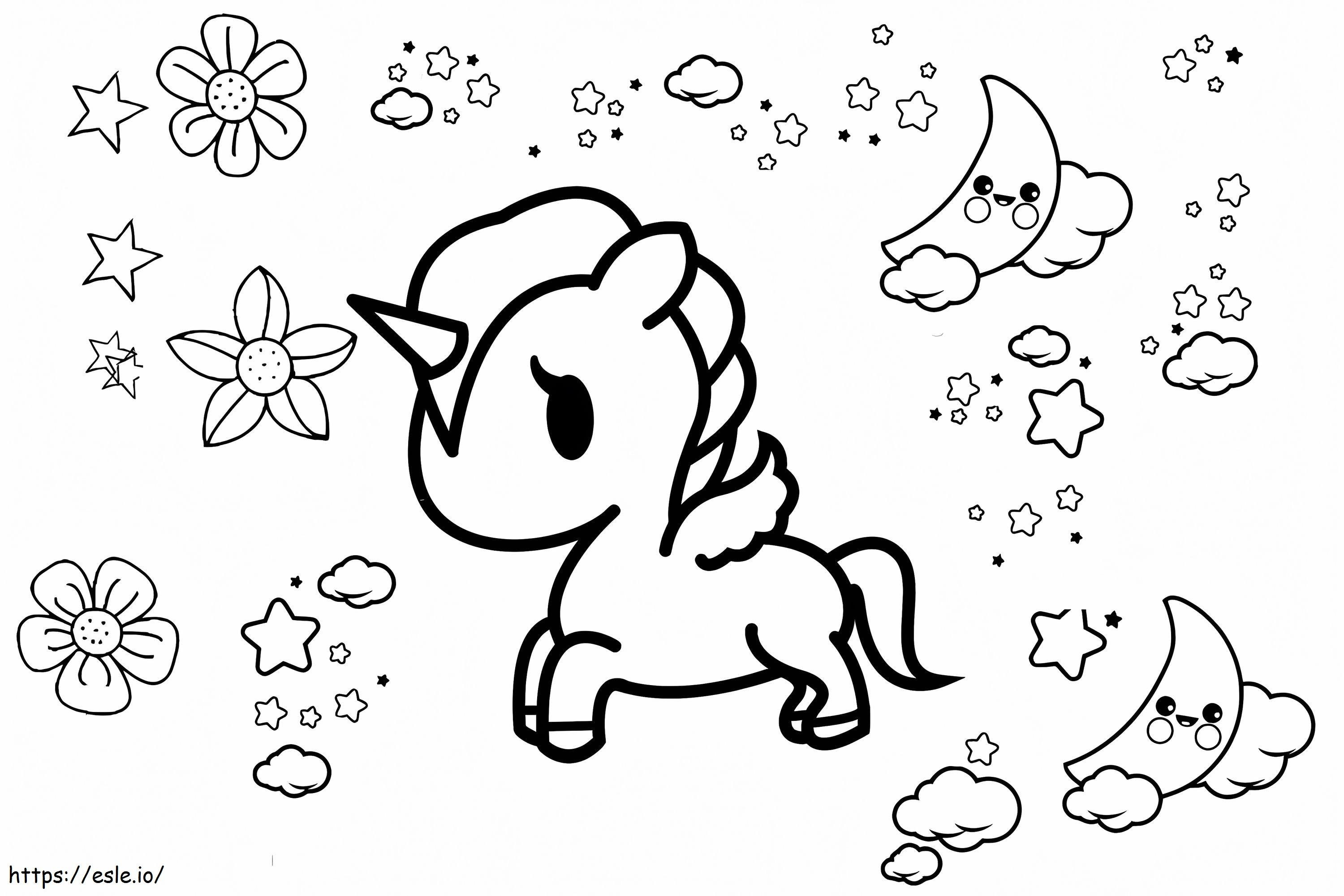 Cute Unicorn Easy 1024X683 de colorat