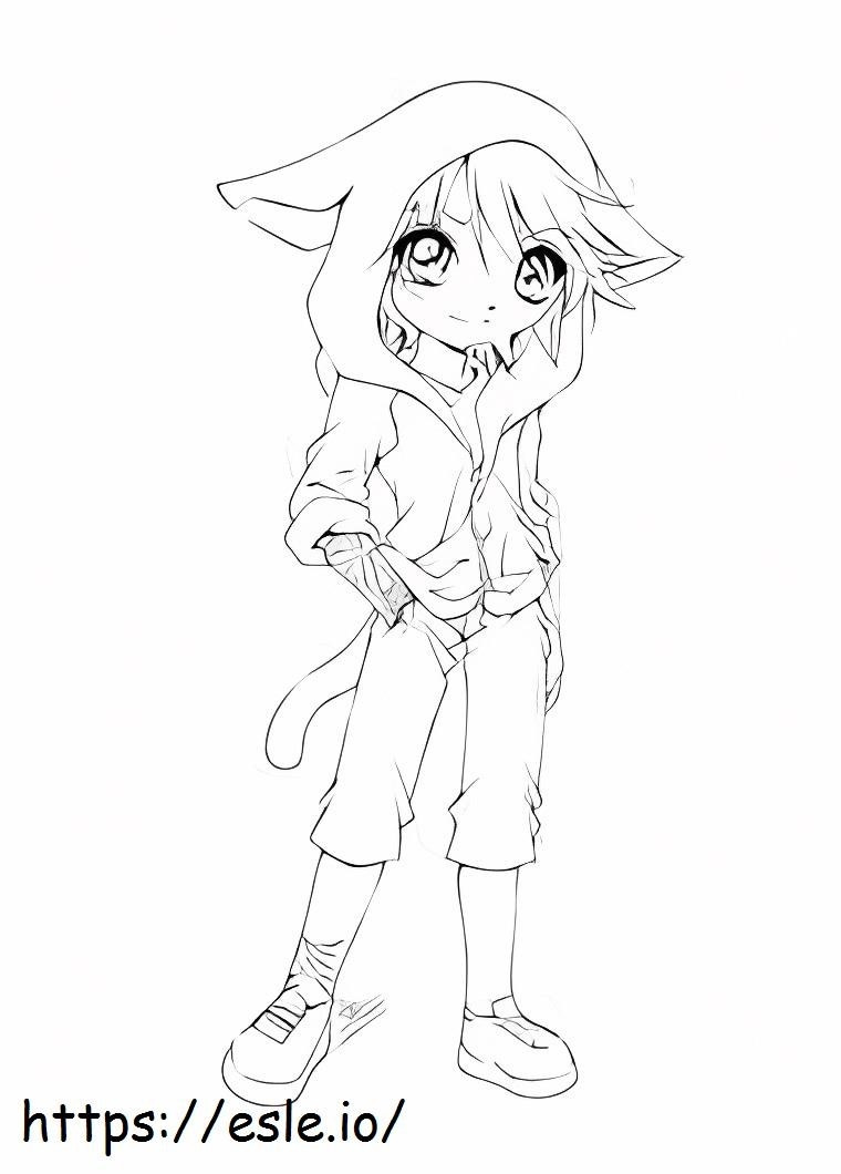 Anime Wolf Girl coloring page