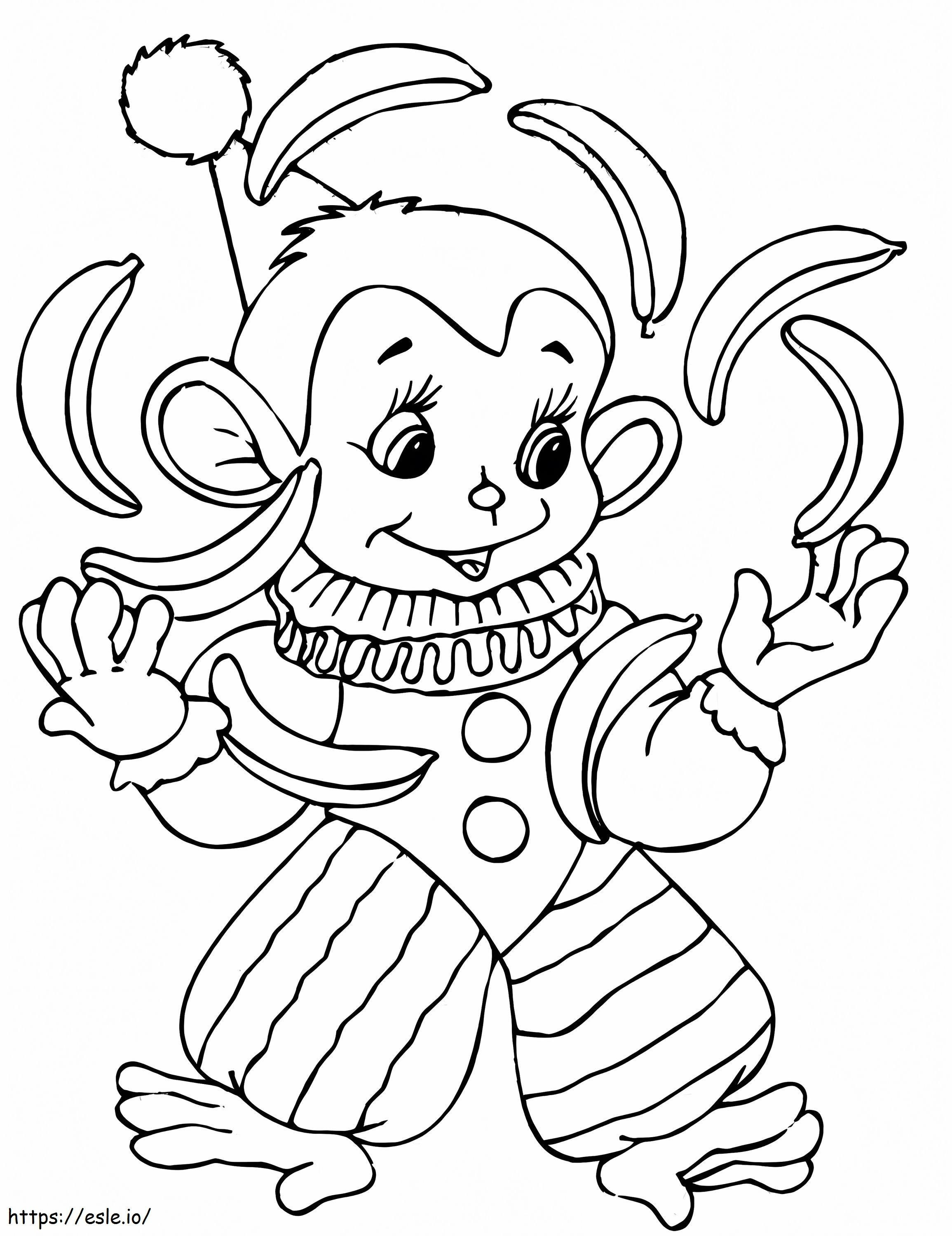 Clown Monkey coloring page