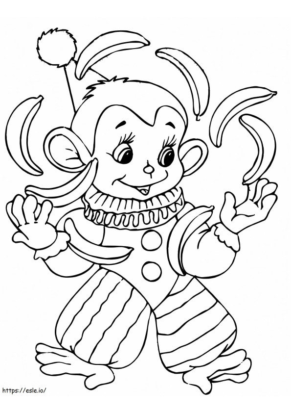 Clown-aap kleurplaat