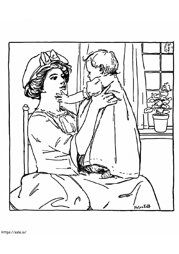 Mother And Baby Vintage coloring page