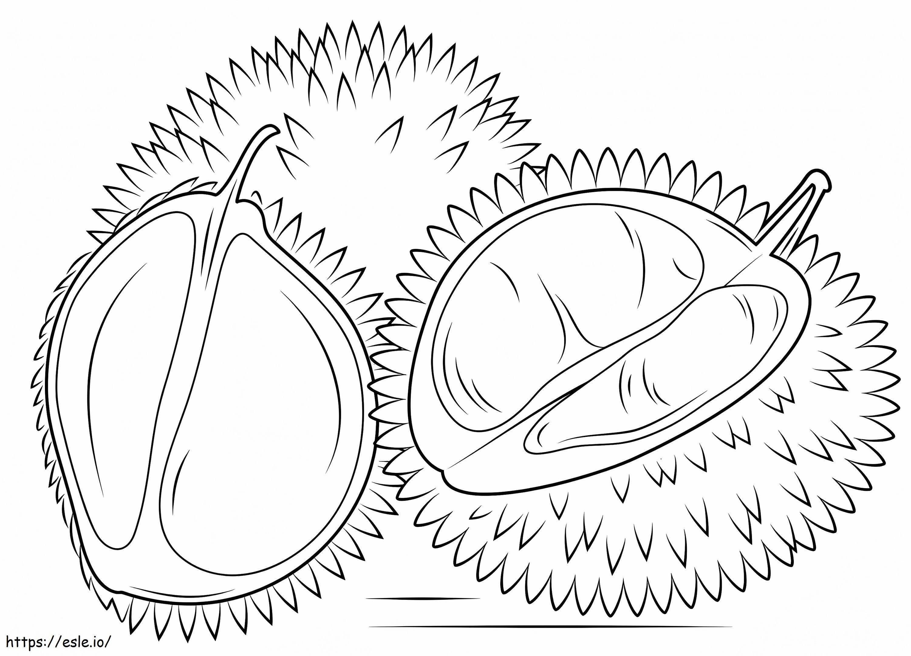 Coloriage Deux durians et demi-durians à imprimer dessin