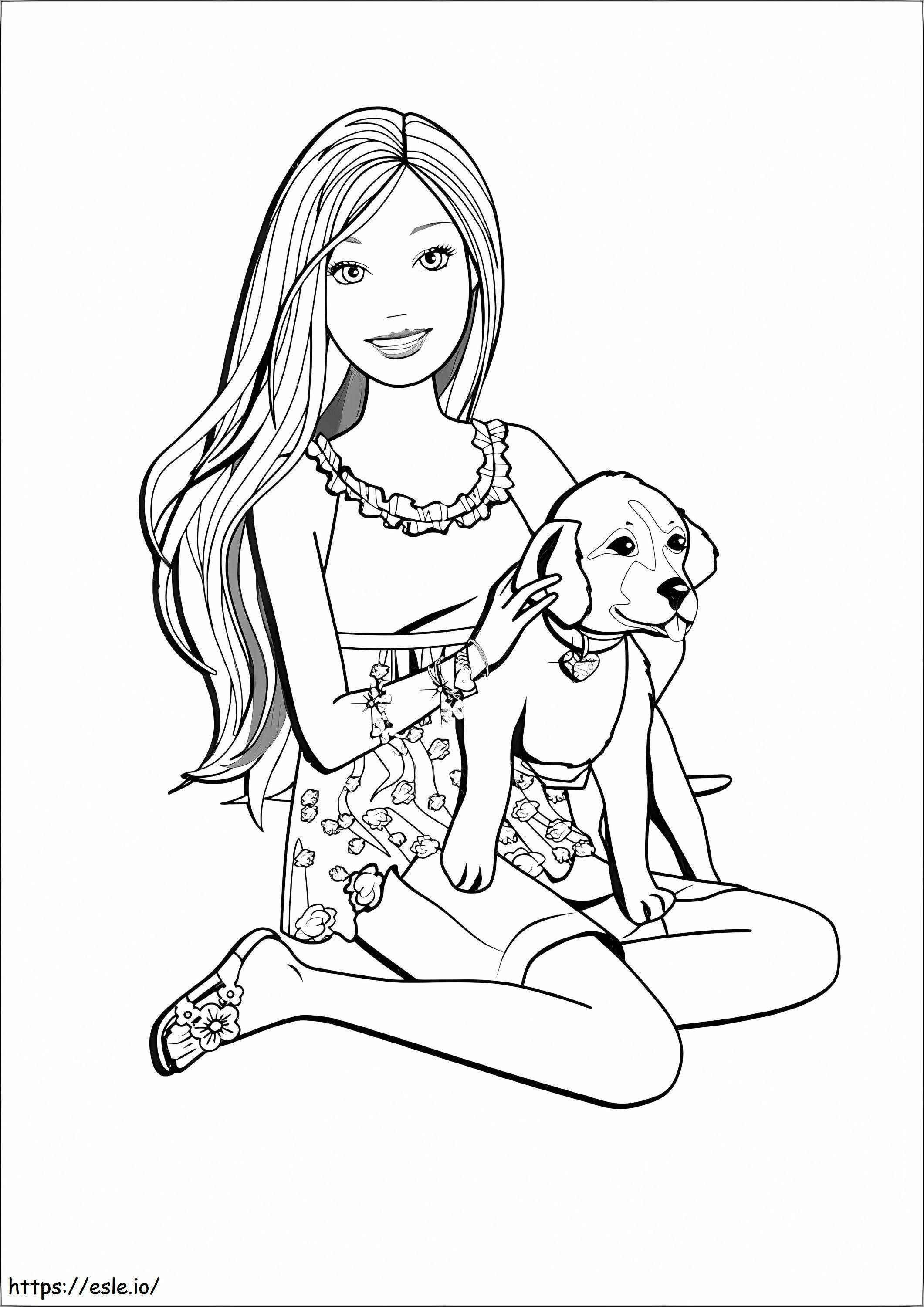 Barbie With Dog coloring page