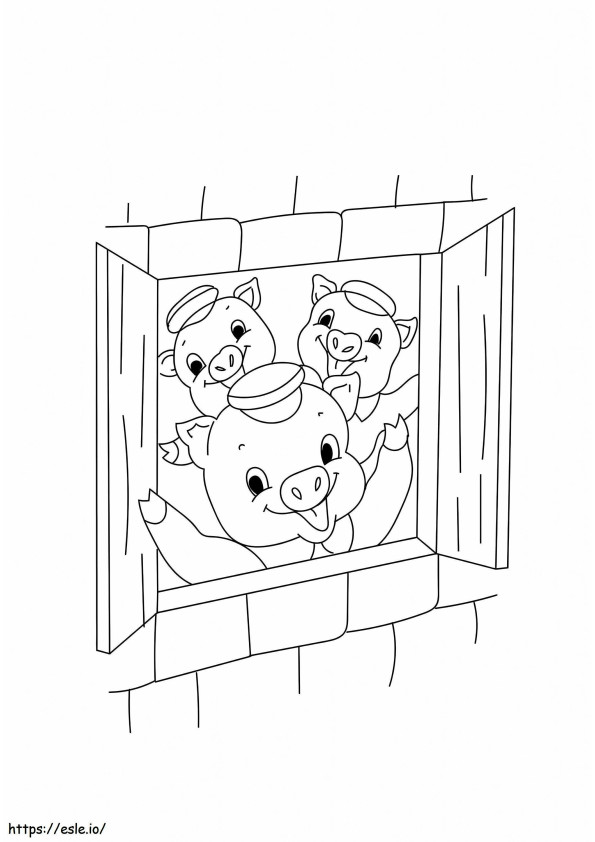 Coloriage Trois petits cochons à imprimer dessin