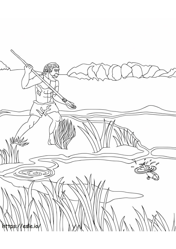 Primitive People Fishing coloring page