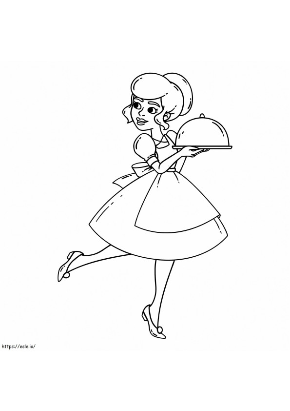 Cute Waitress coloring page