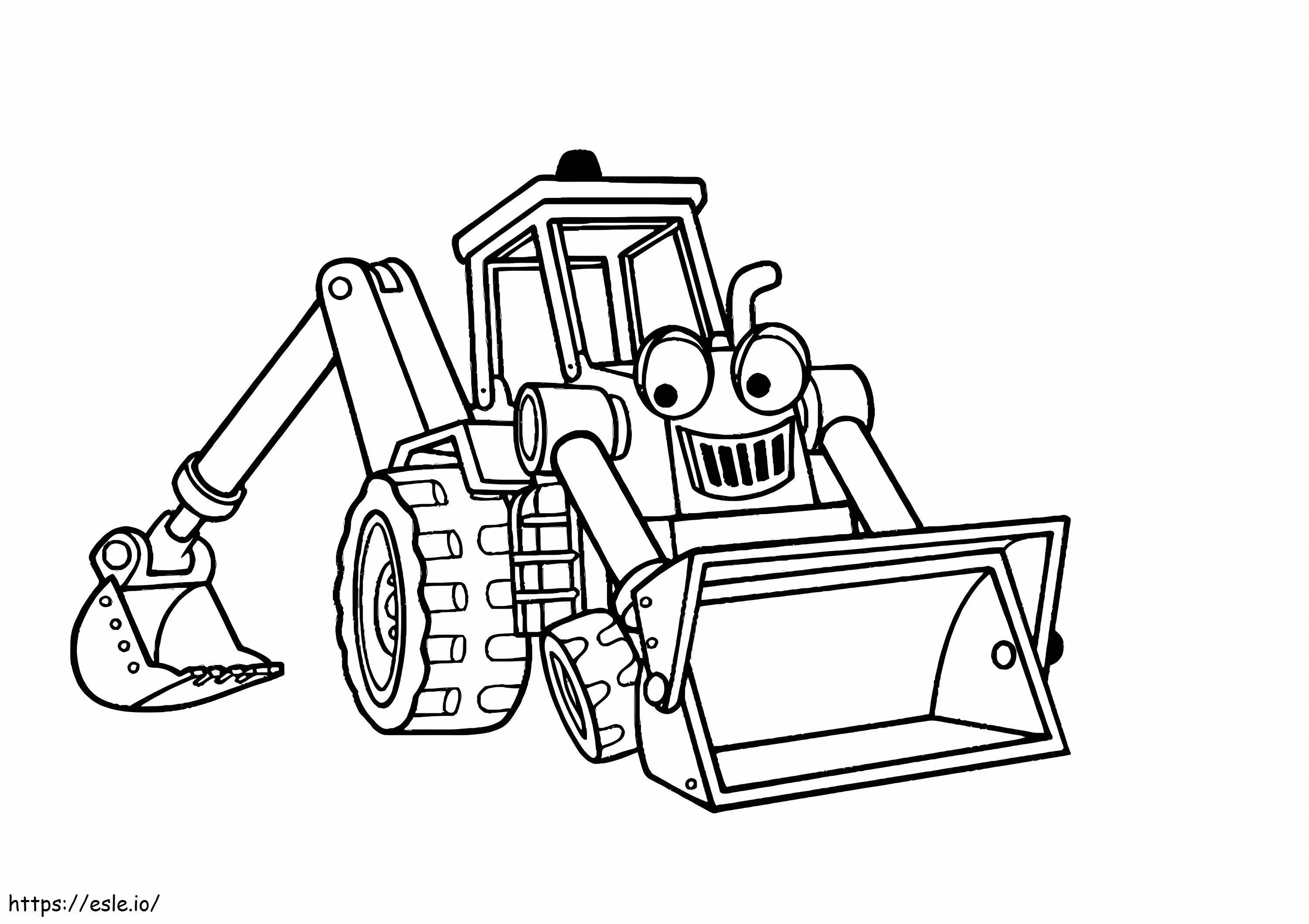 Coloriage Tracteur de dessin animé avec des yeux à imprimer dessin