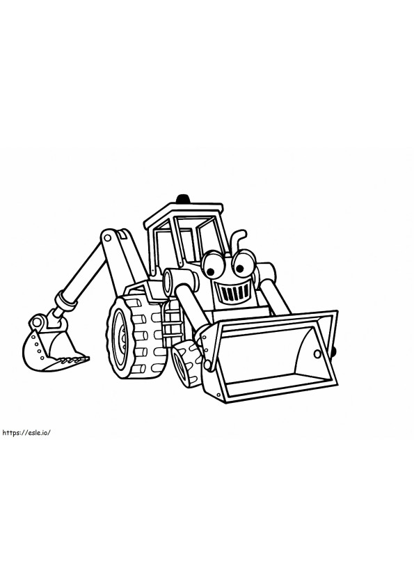 Cartoon Tractor With Eyes coloring page