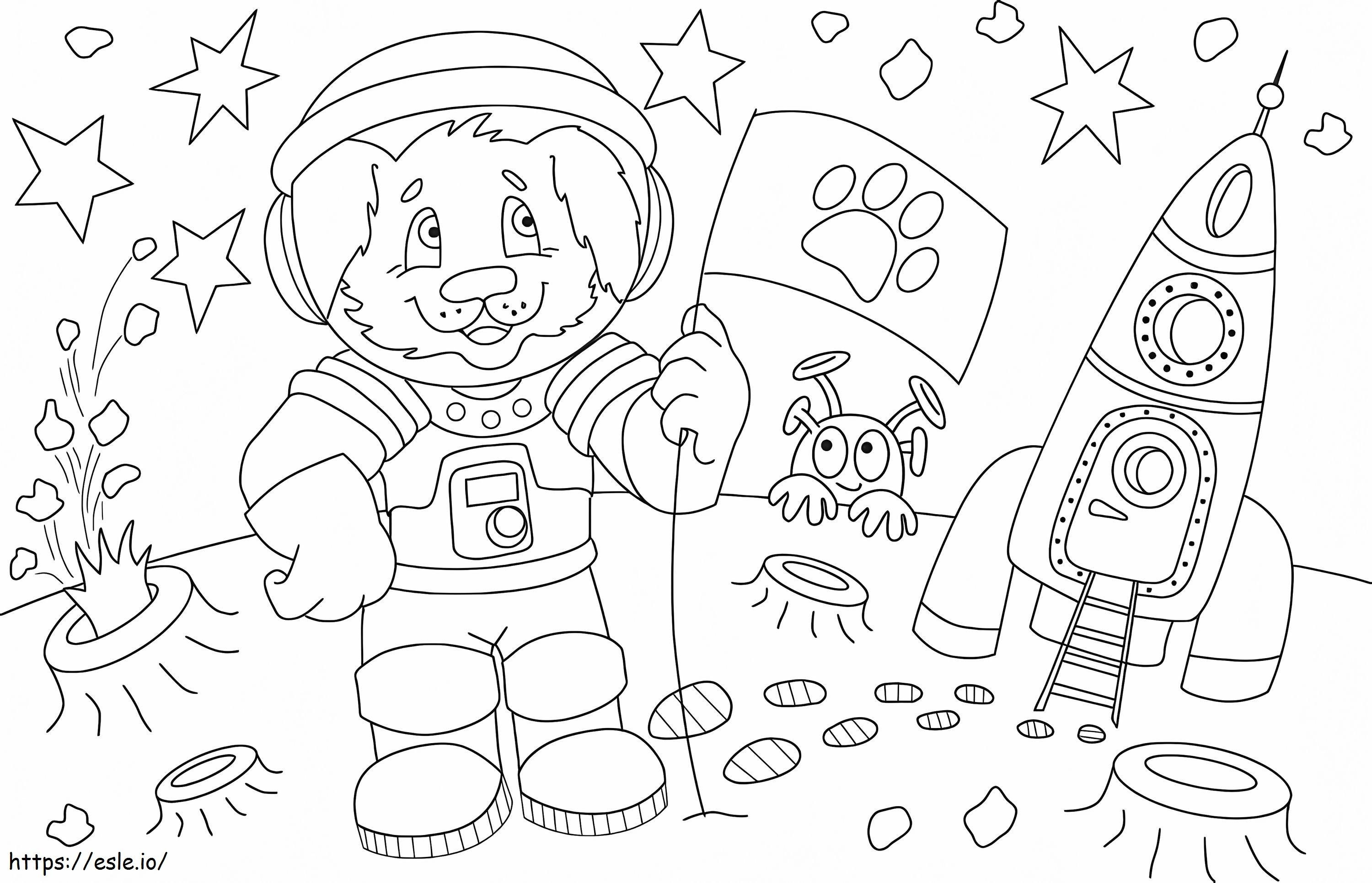 Astronauta animal de dibujos animados para colorear