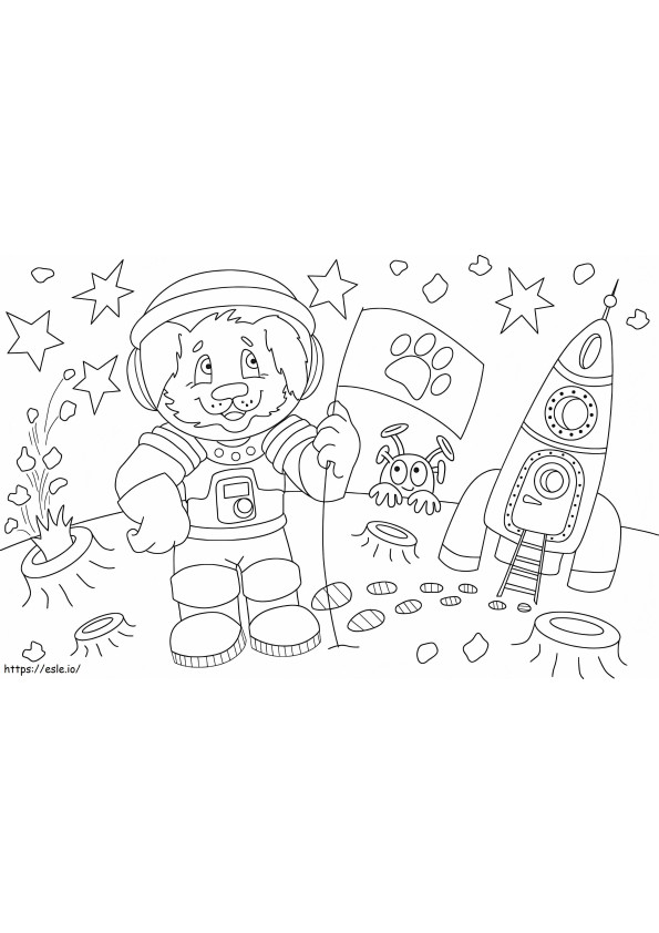 Karikatür Hayvan Astronot boyama
