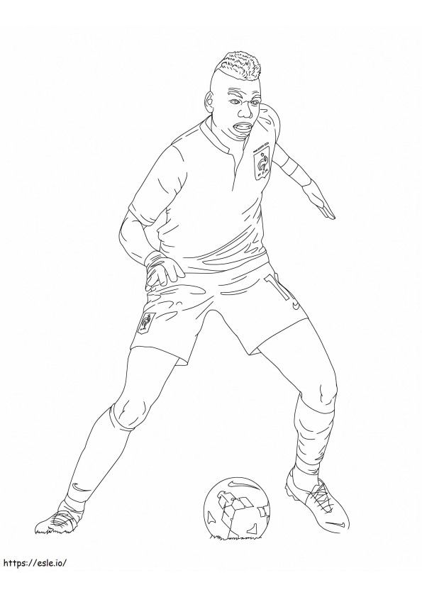 Coloriage Paul Pogba jouant au football à imprimer dessin