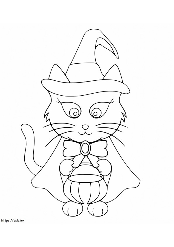 Cat And Pumpkin Bag coloring page