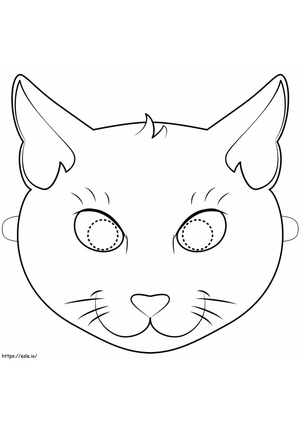 ハロウィン黒猫マスク ぬりえ - 塗り絵