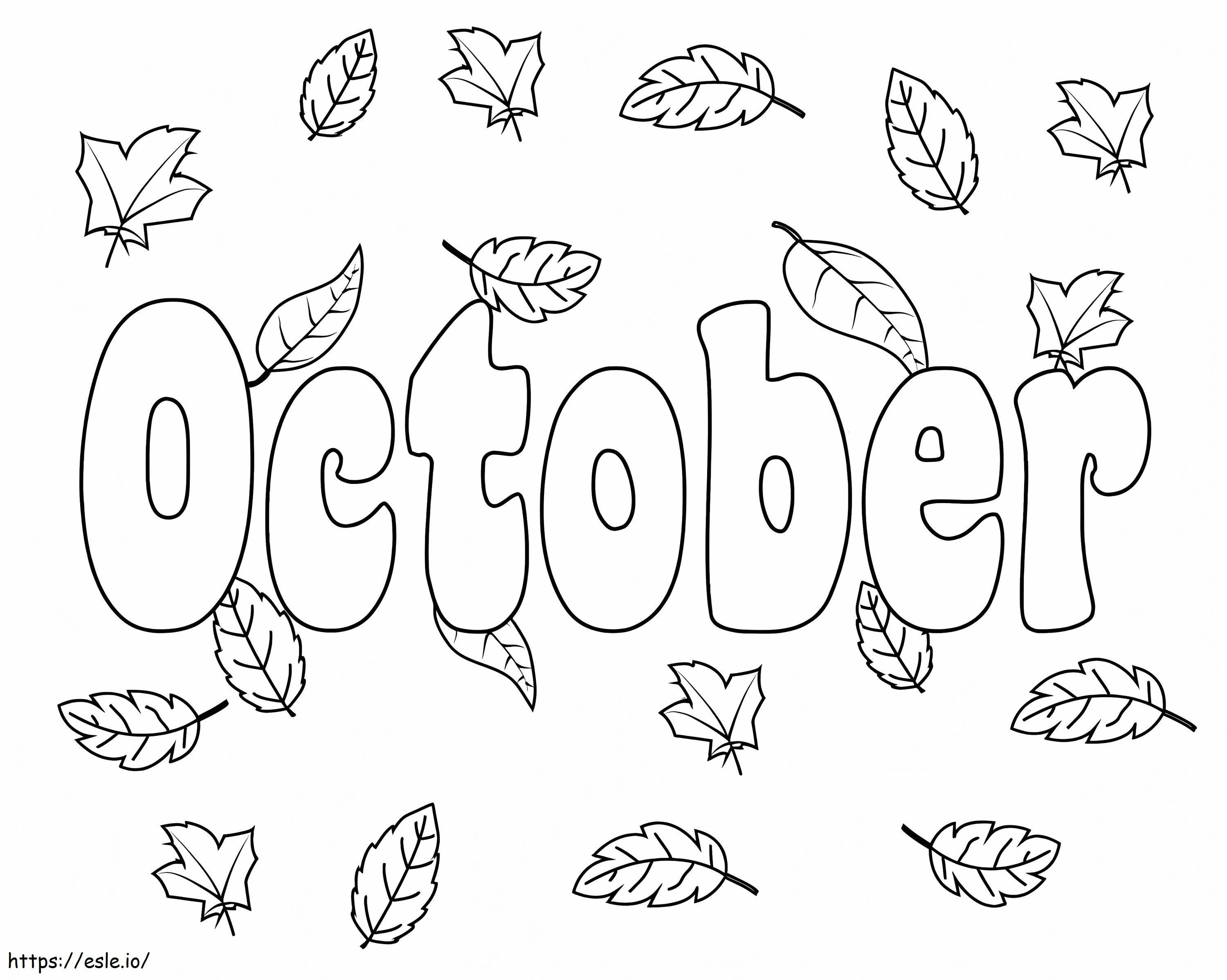 October With Leaf coloring page