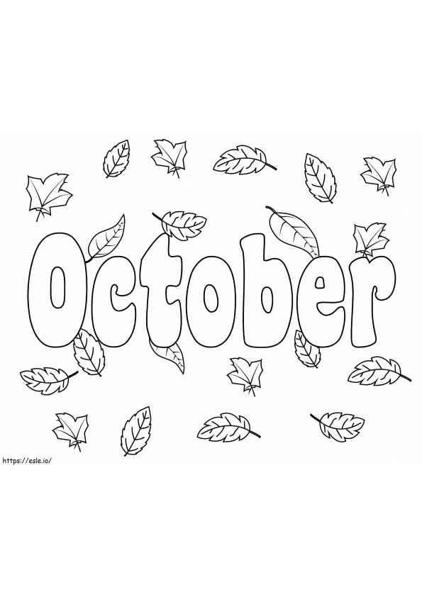 Oktober Met Blad kleurplaat