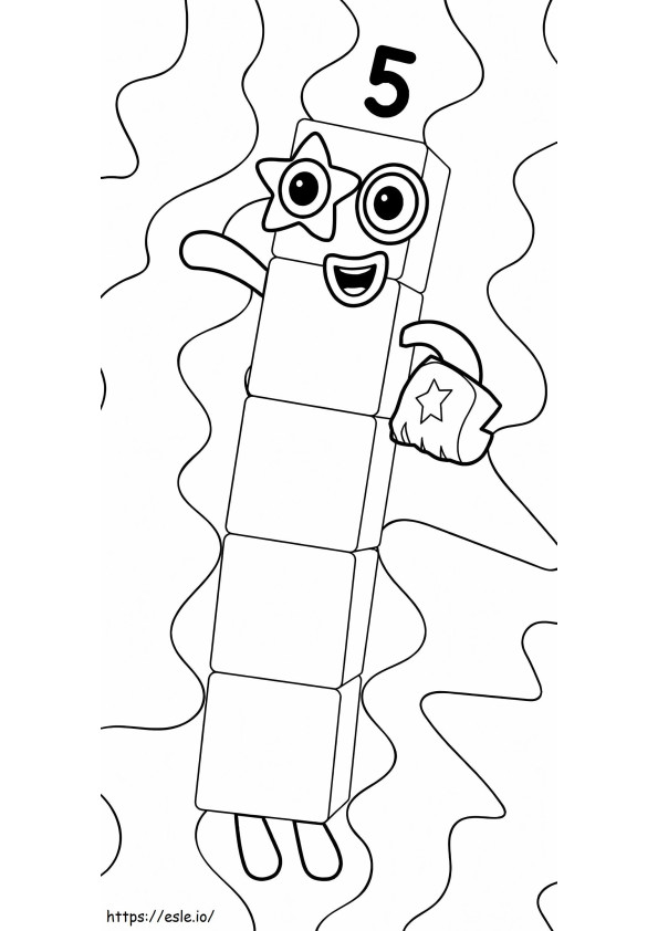 Number Blocks 5 coloring page