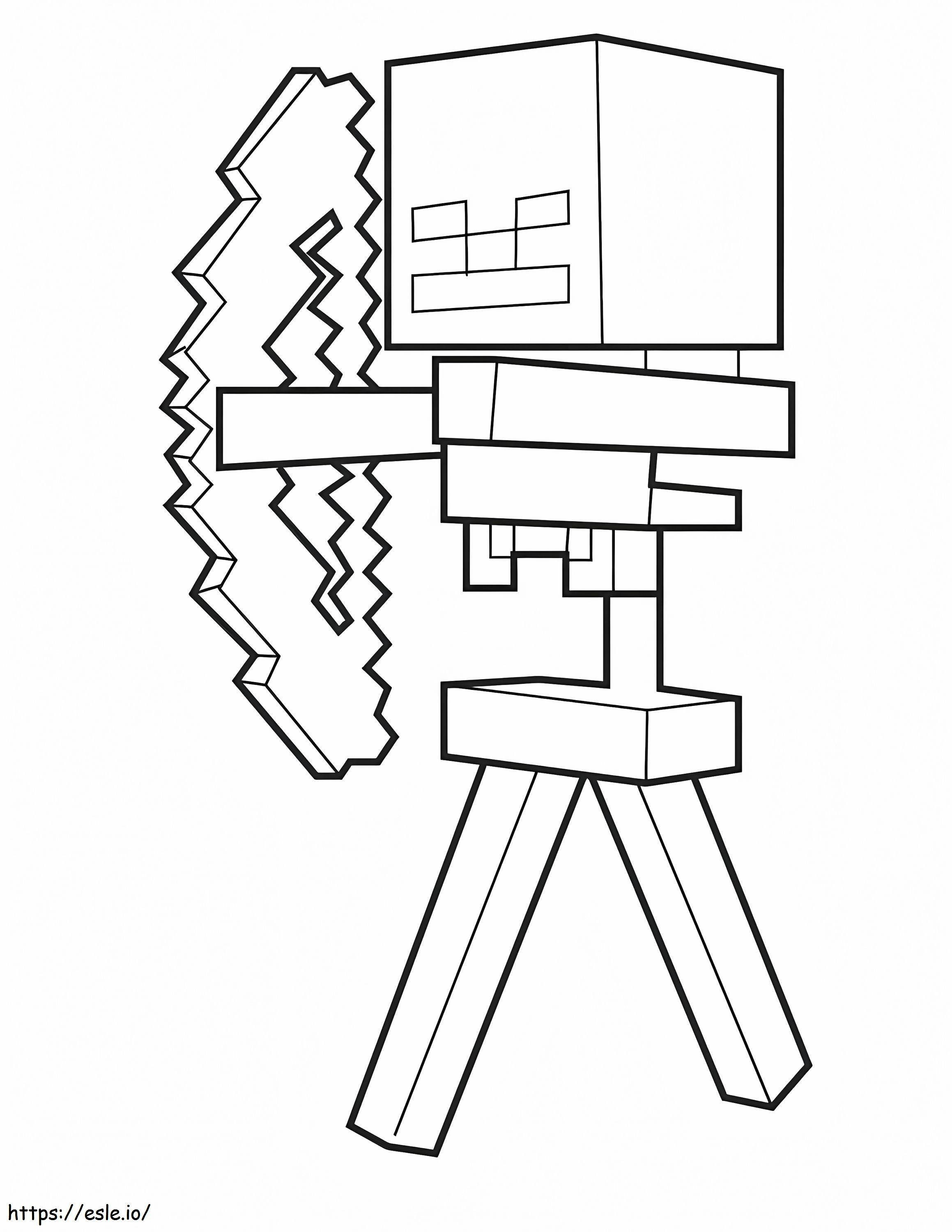Esqueleto y flecha del juego Minecraft para colorear