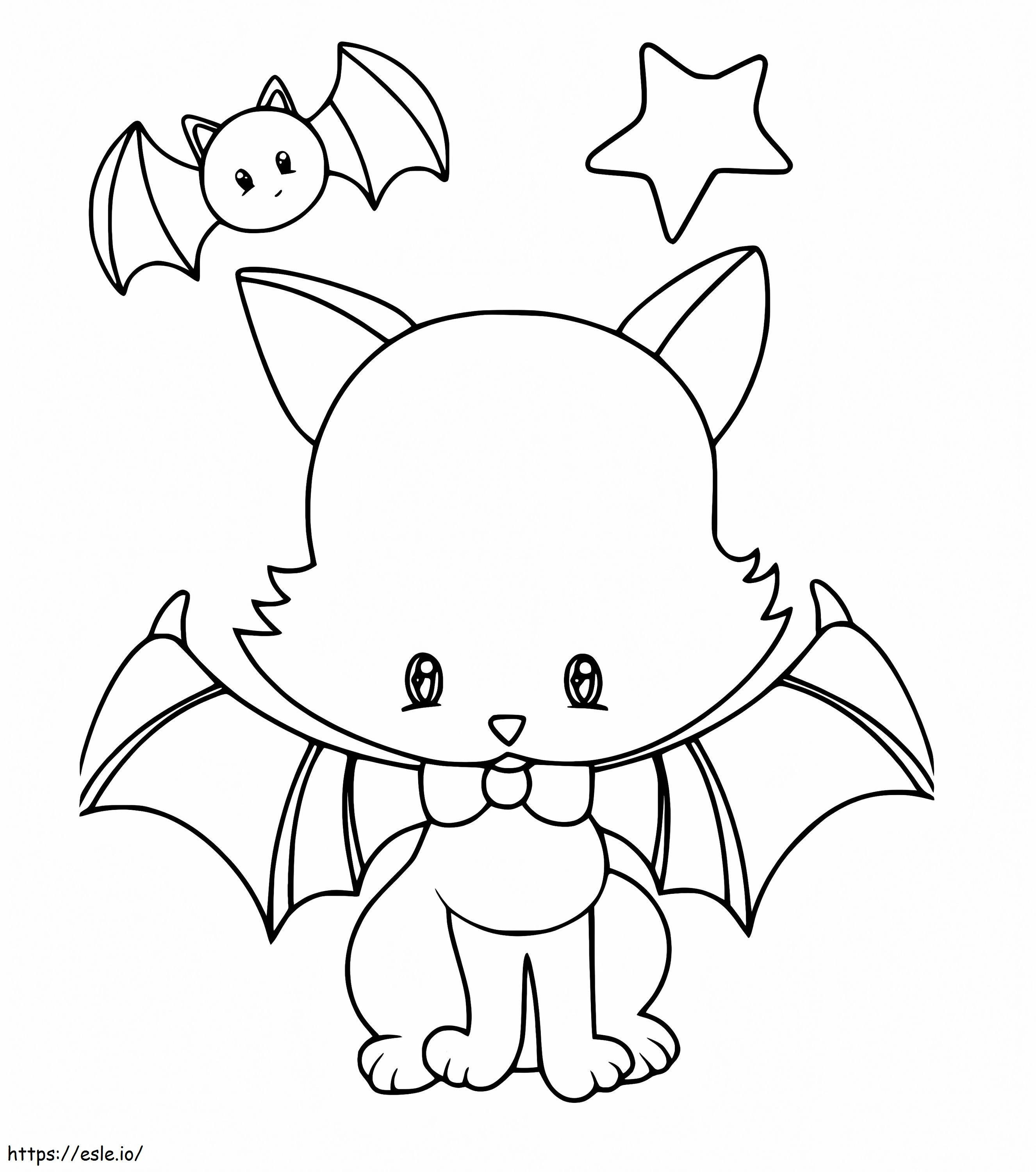 Cute Cat Bat coloring page