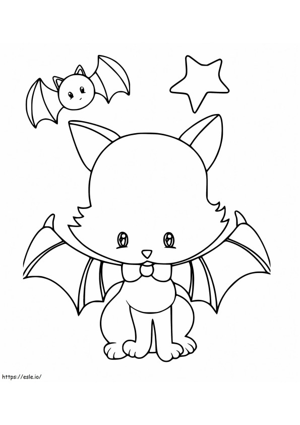 Morcego gato fofo para colorir