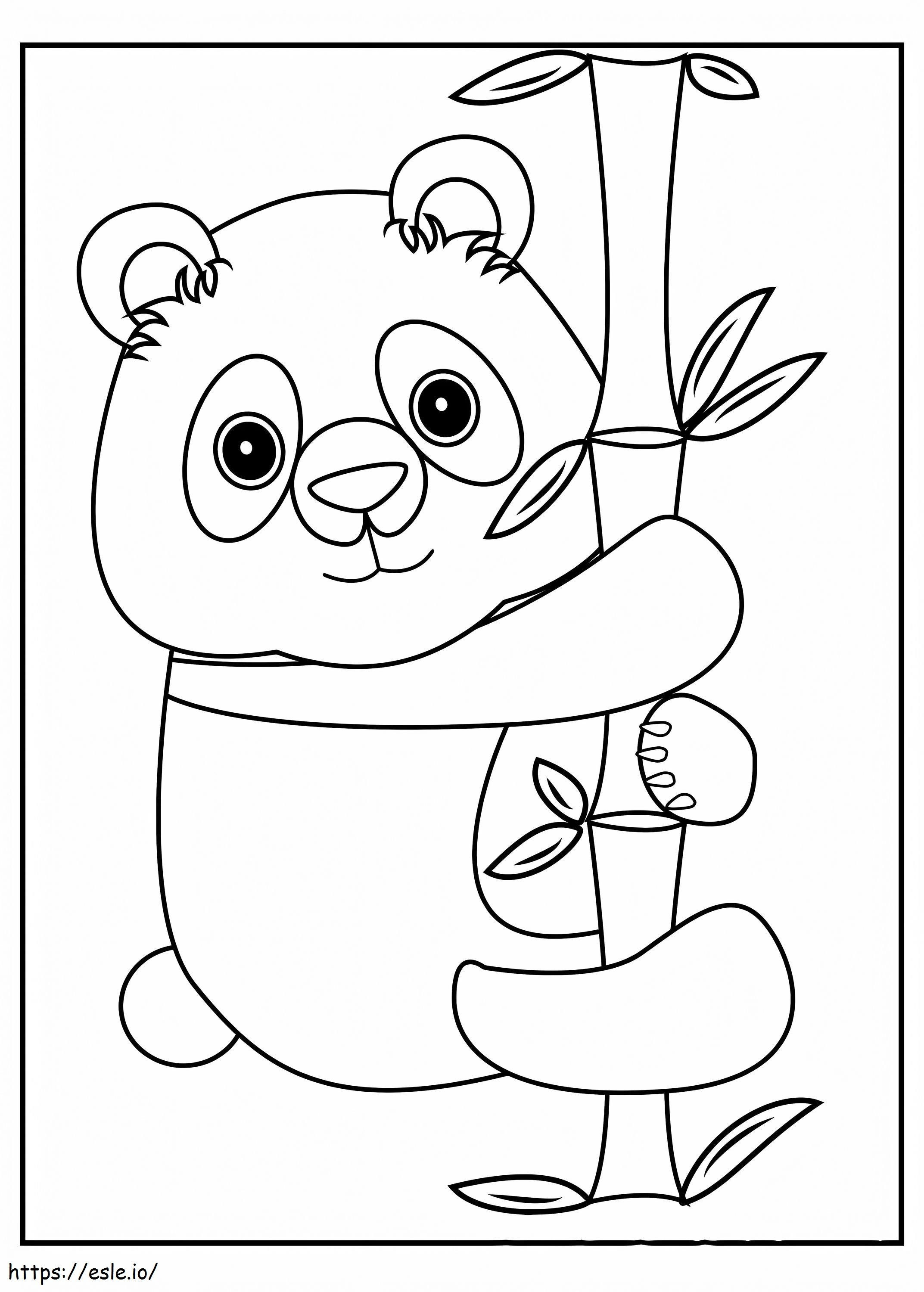 Panda abraza un bambú para colorear
