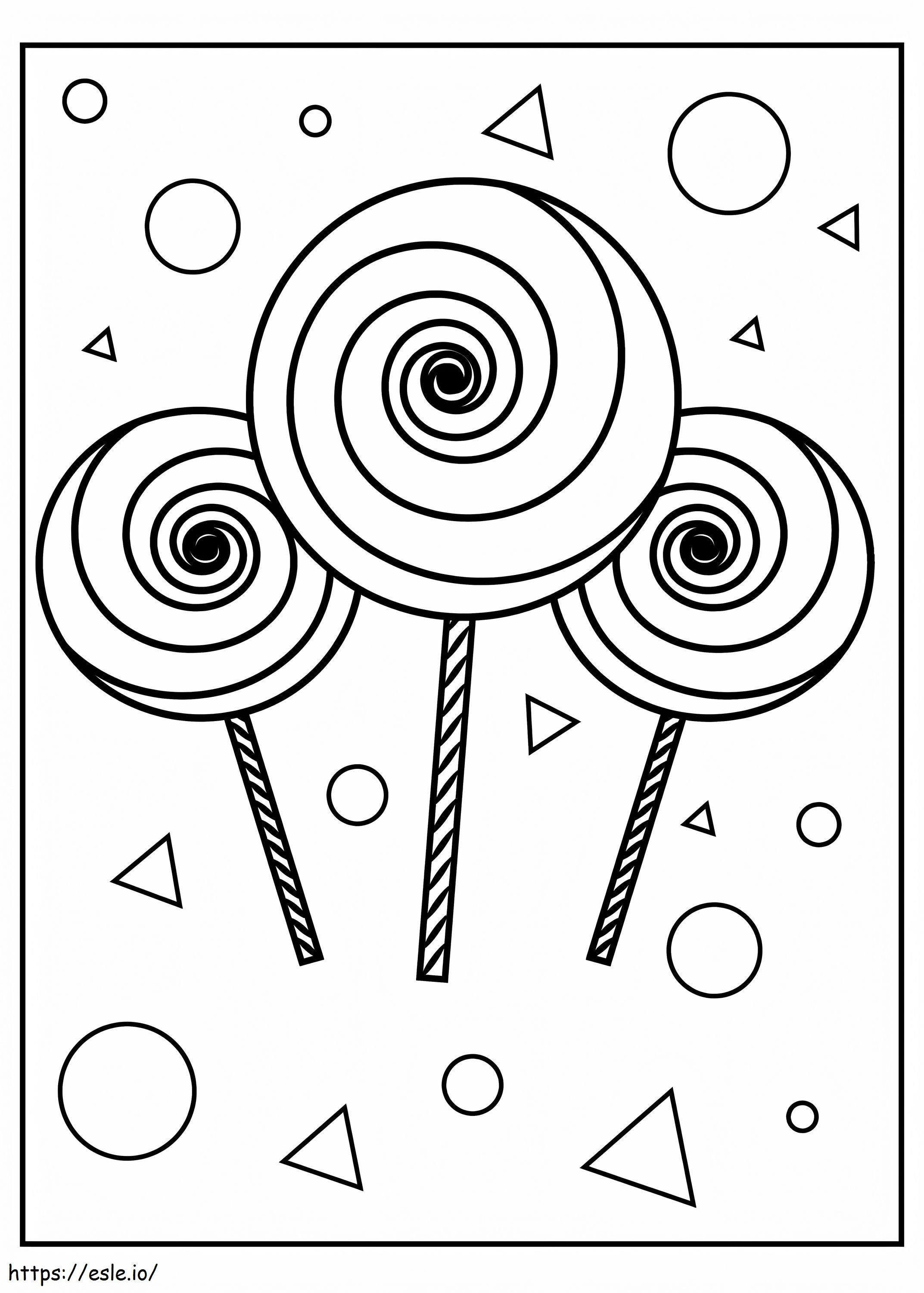 Three Sweets And Shapes coloring page