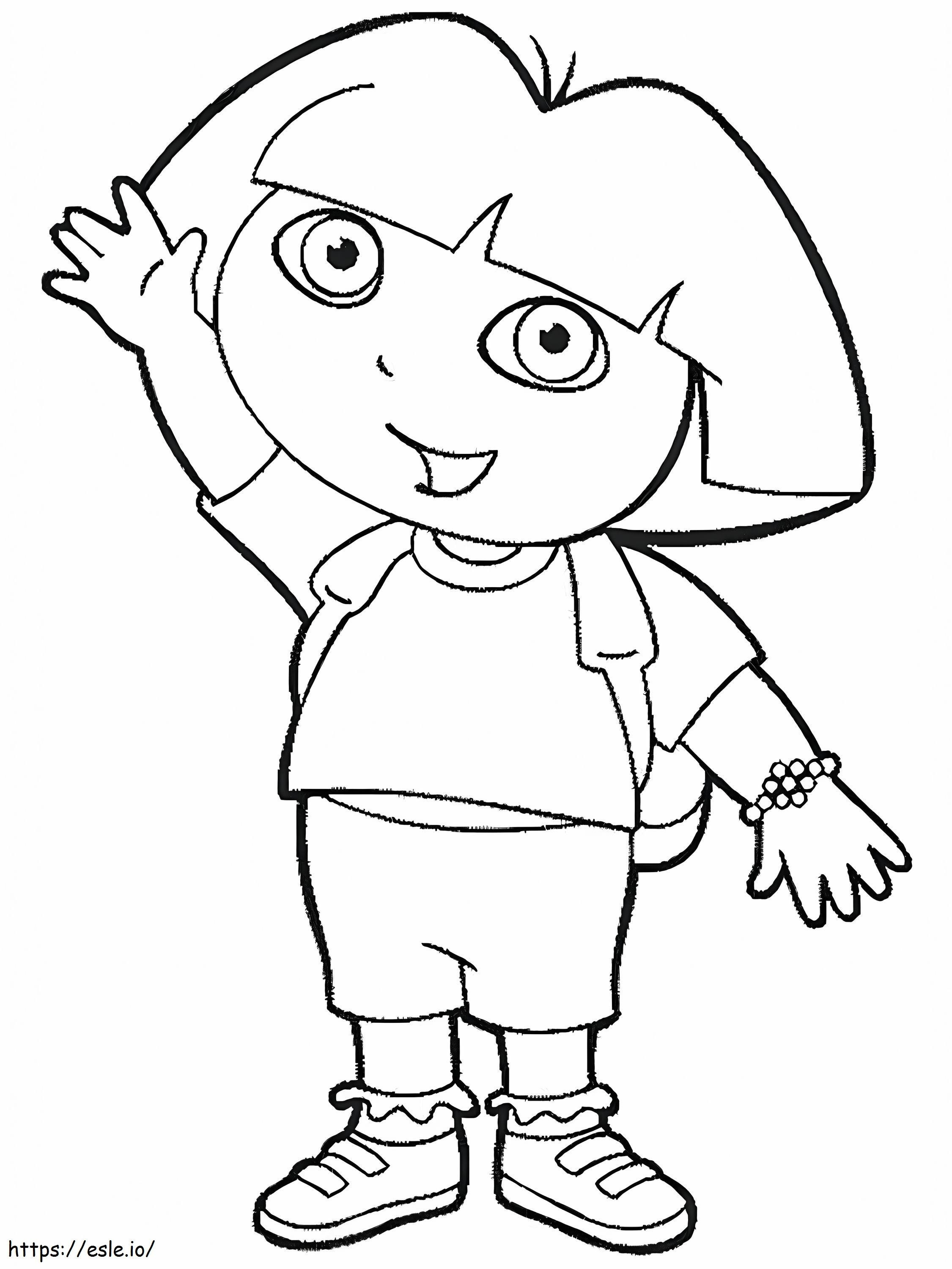 Dora Waving Hand coloring page