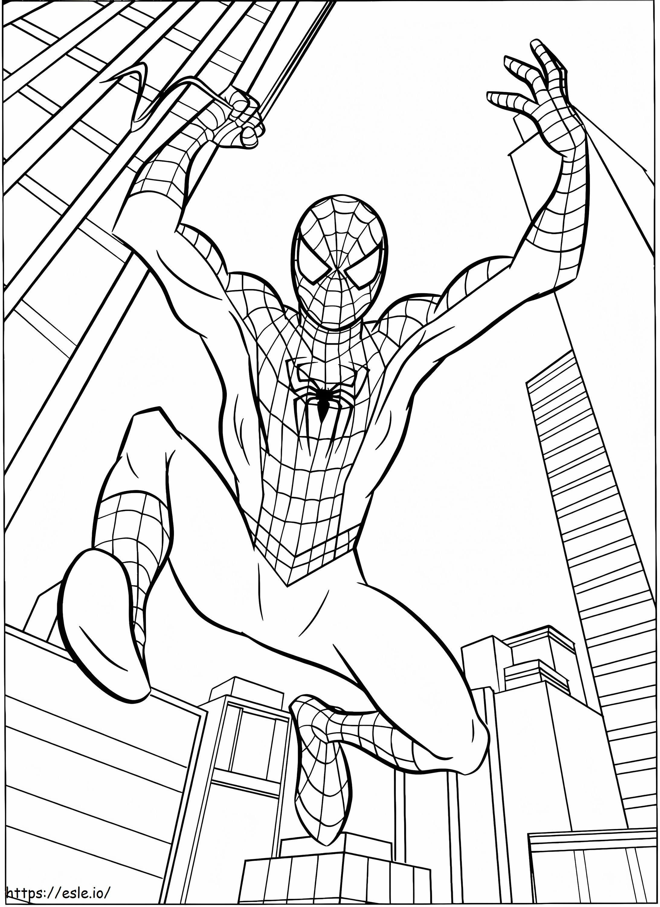 Coloriage Action Spider-Man à imprimer dessin