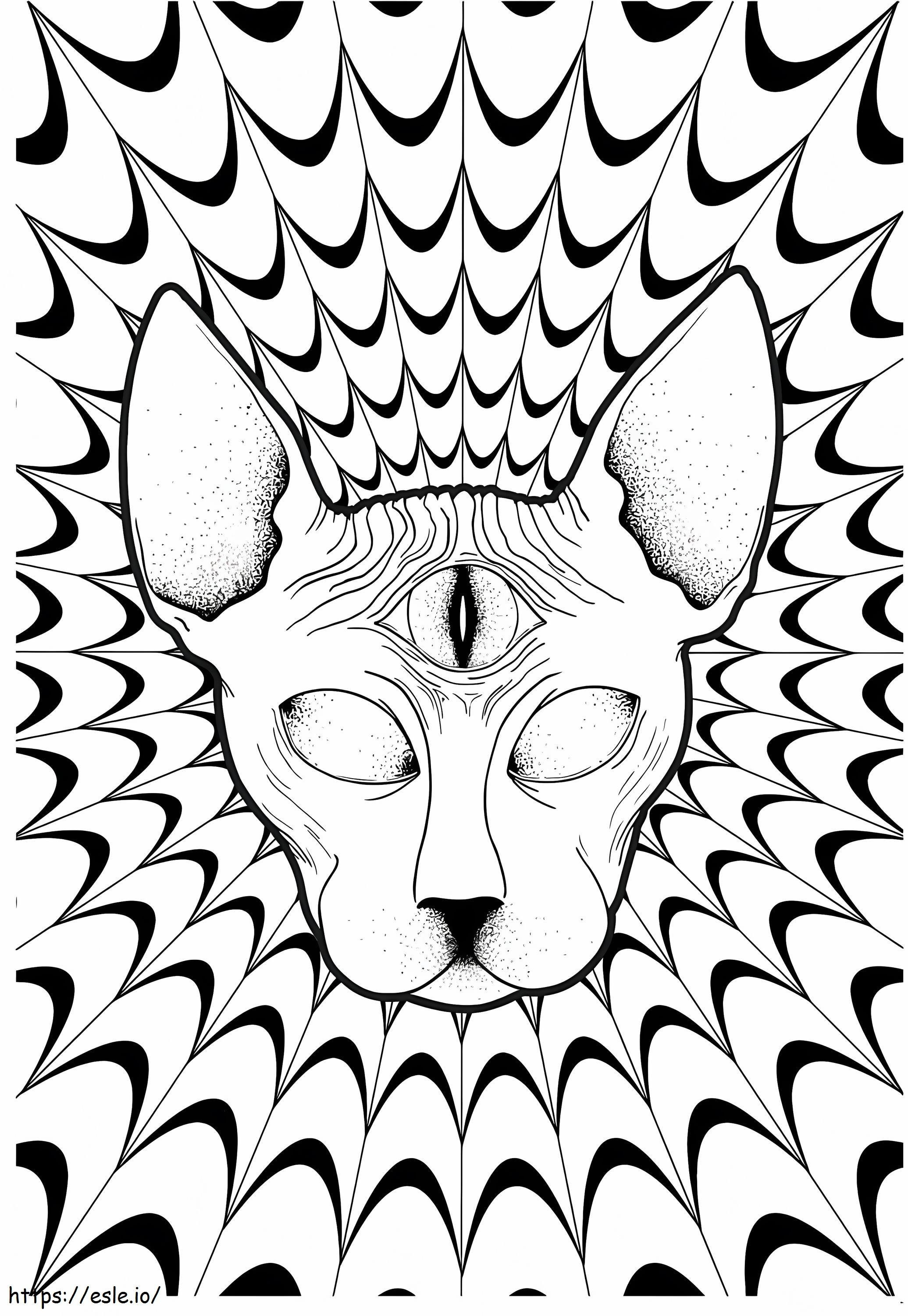 Cat Psychedelic coloring page