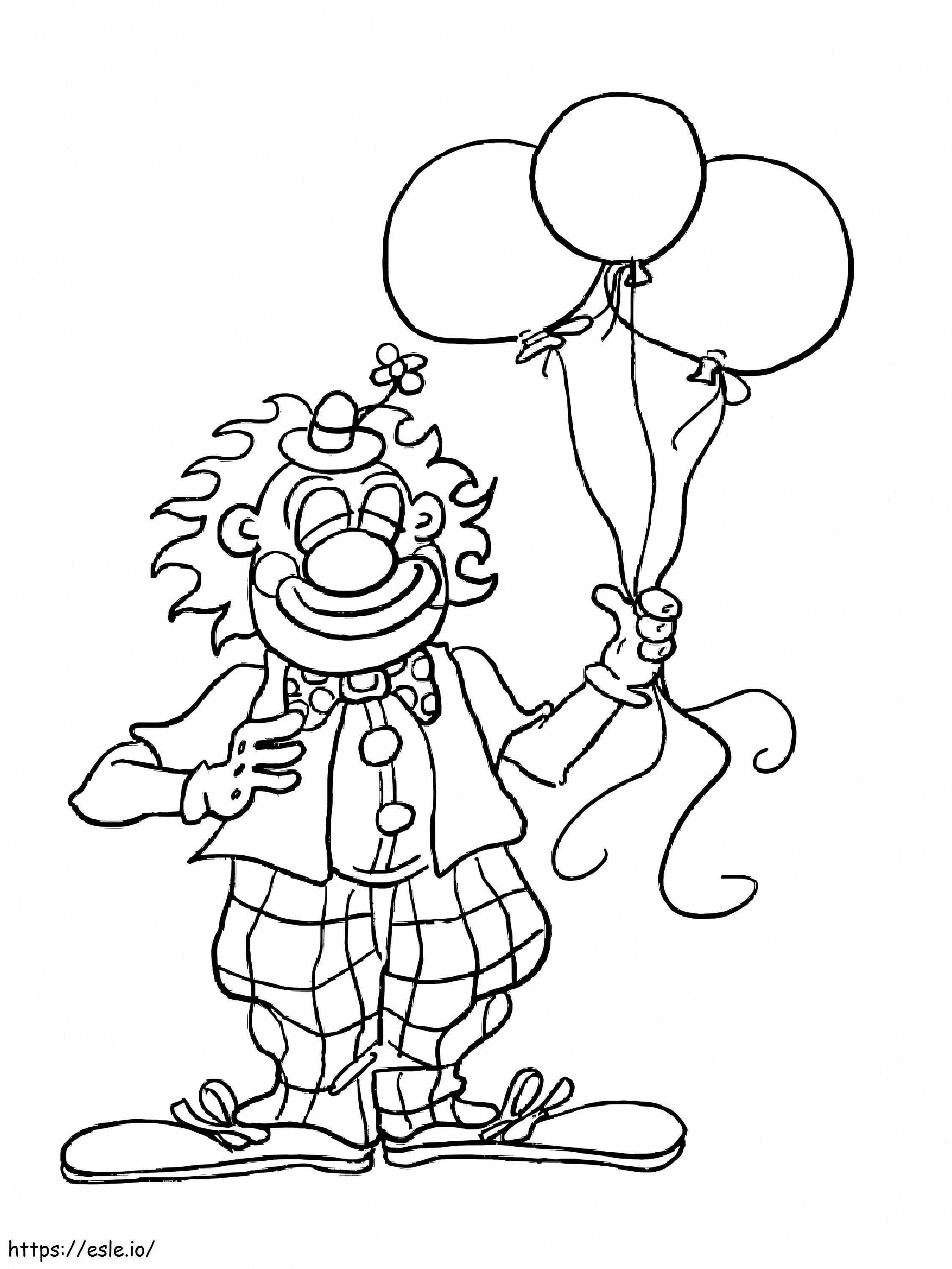 Clown With Balloon coloring page