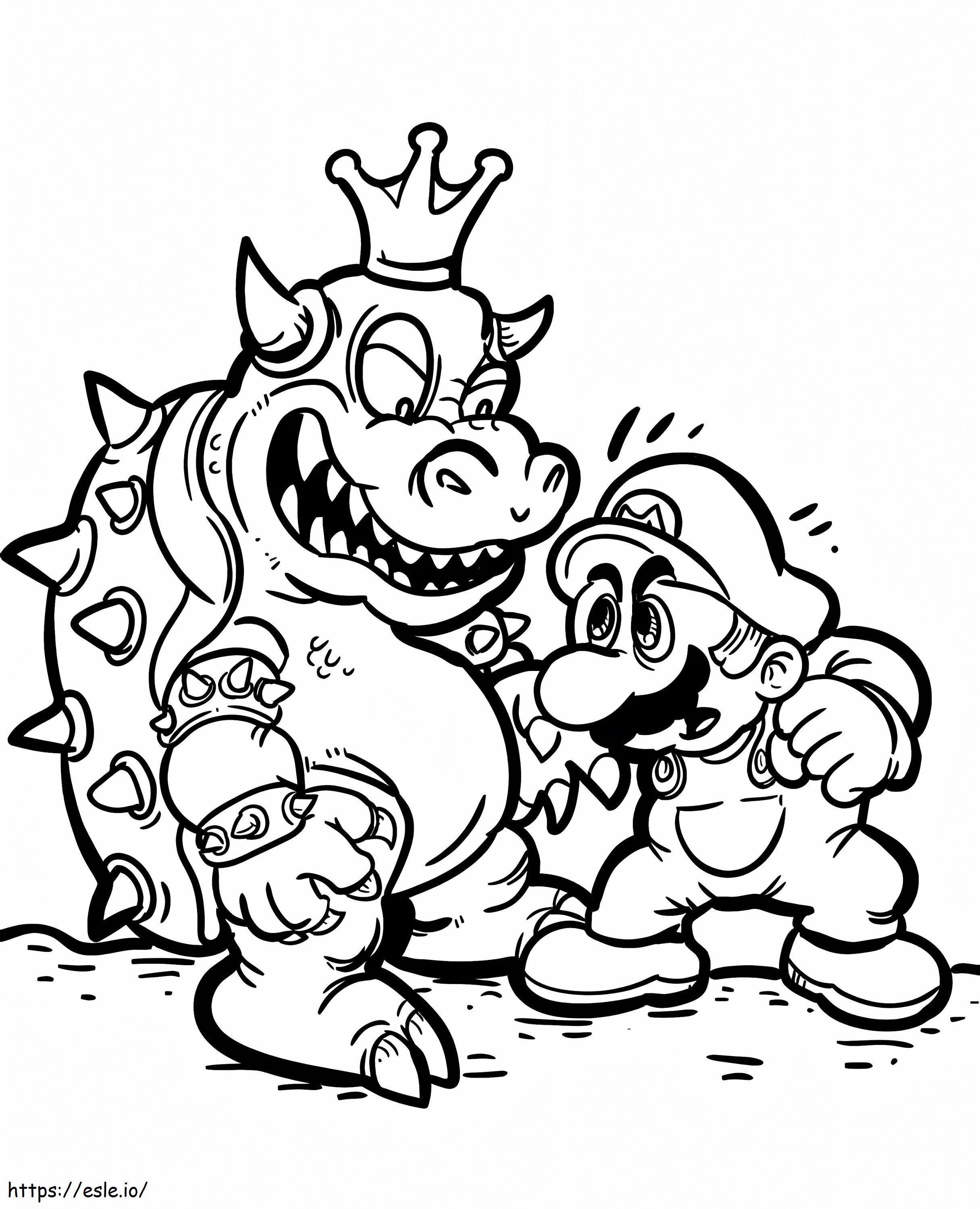 Coloriage Bowser contre Super Mario à imprimer dessin