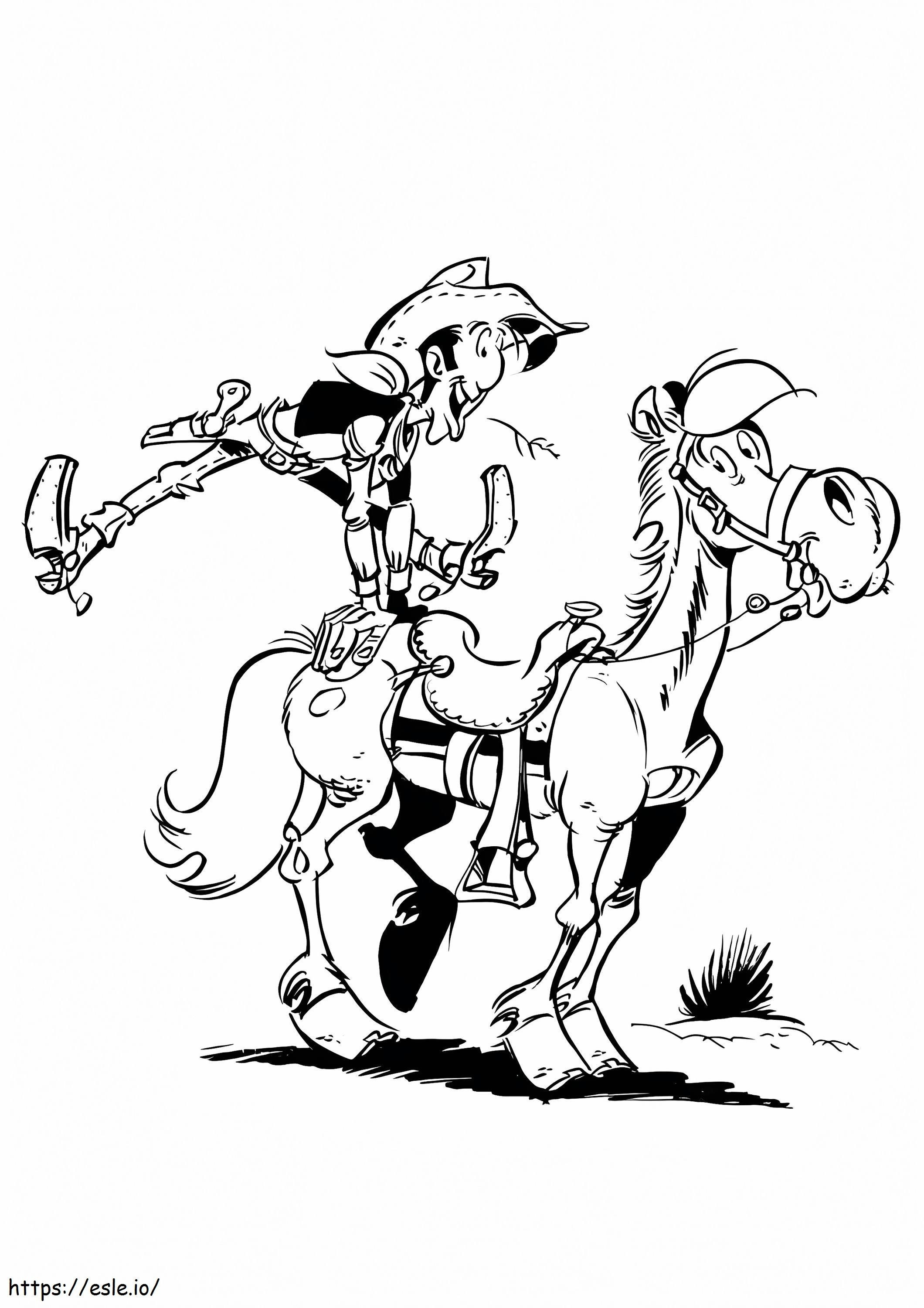 Lucky Luke e Jolly Jumper para colorir