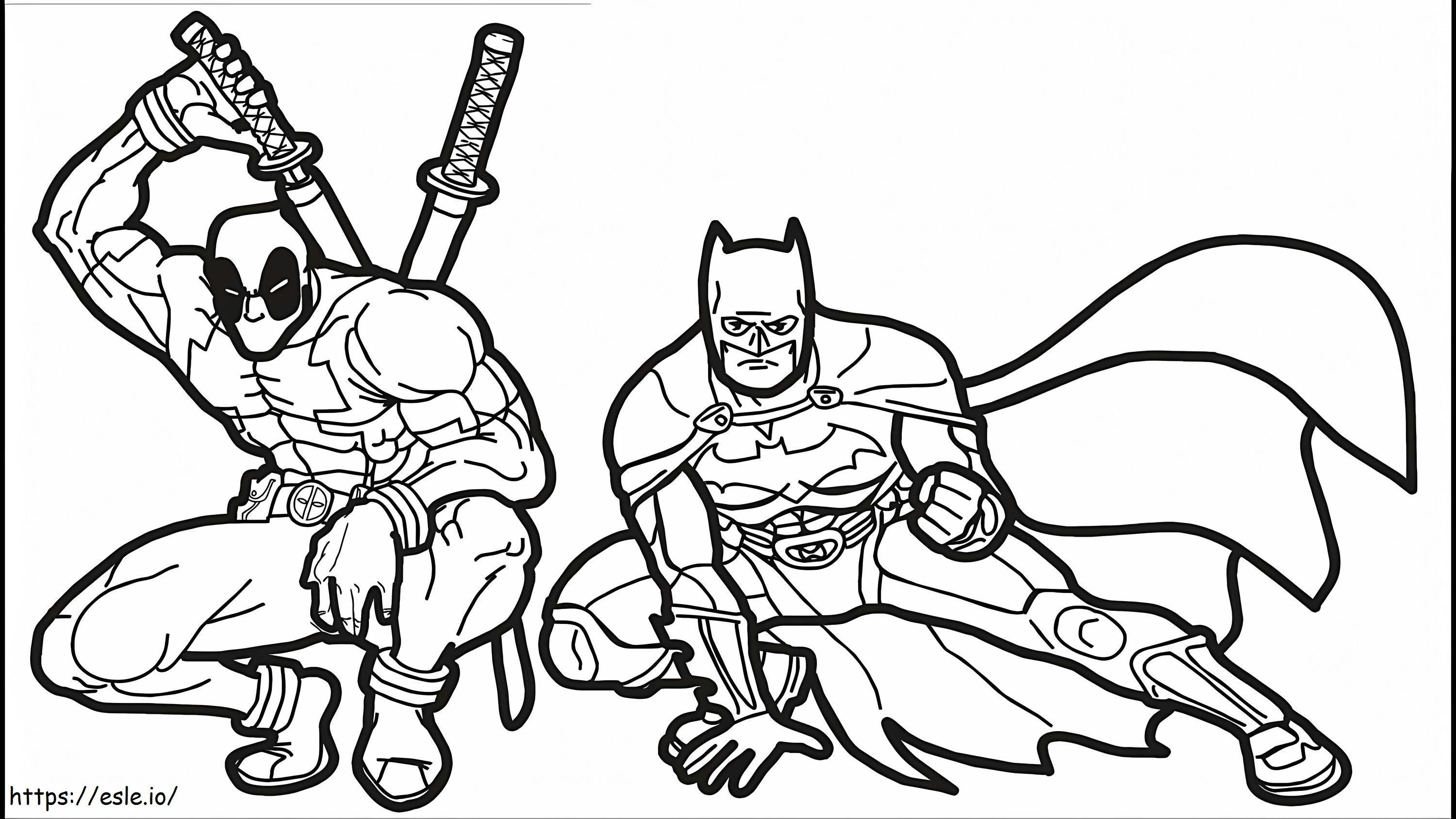 Coloriage Deadpool et Batman à imprimer dessin