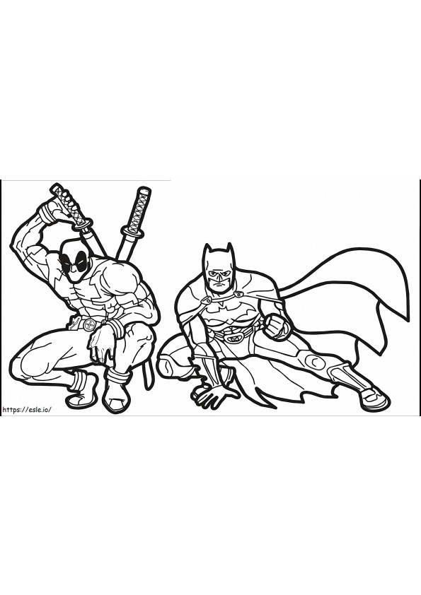 Deadpool e Batman para colorir