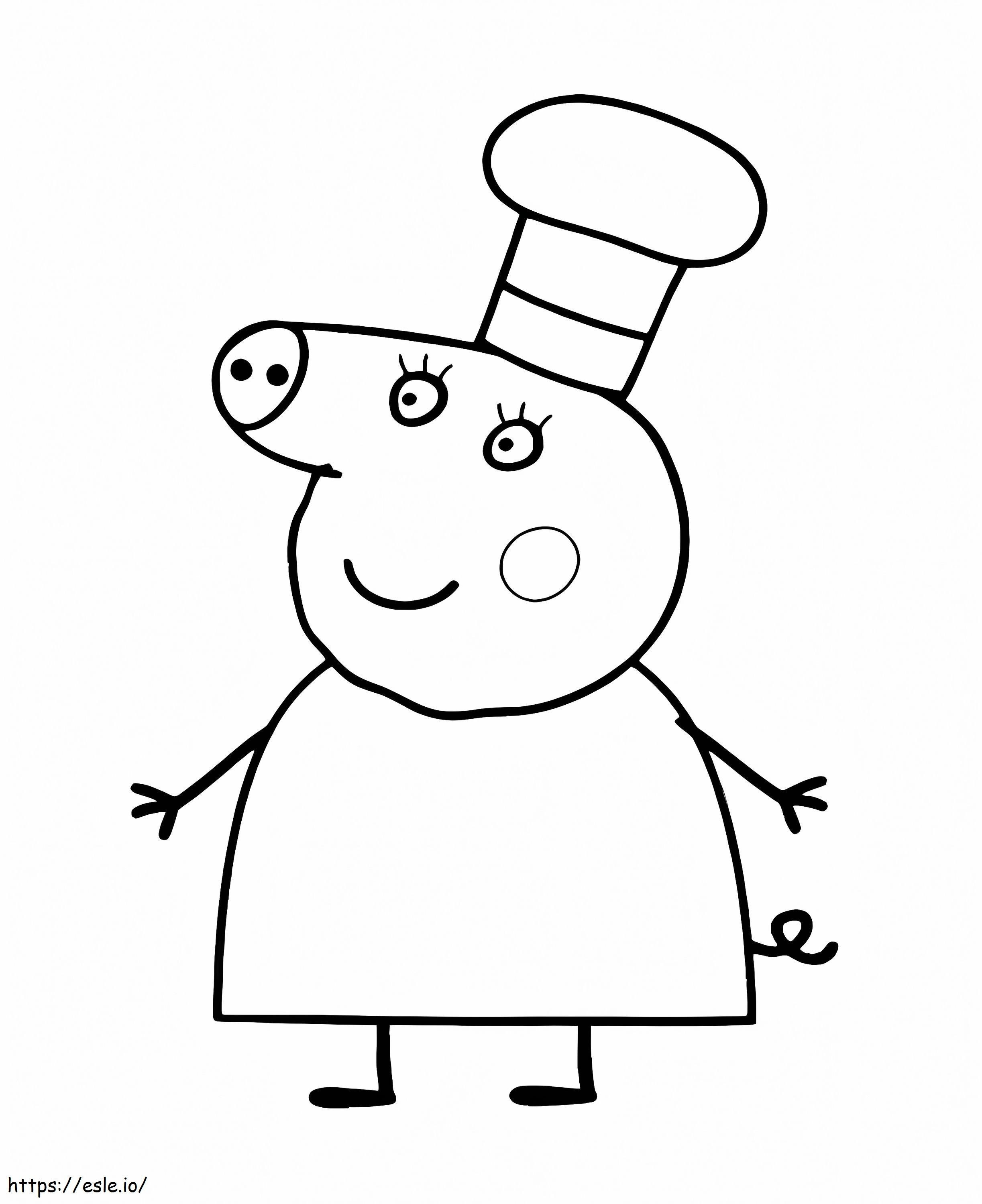 Cooking Mummy Pig coloring page