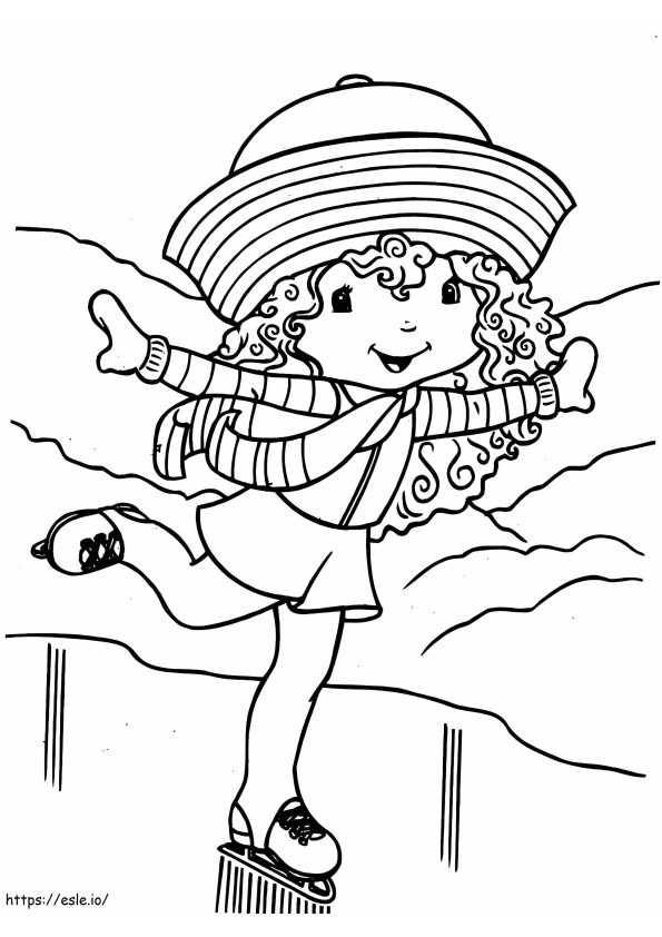 Strawberry Skater Cake coloring page