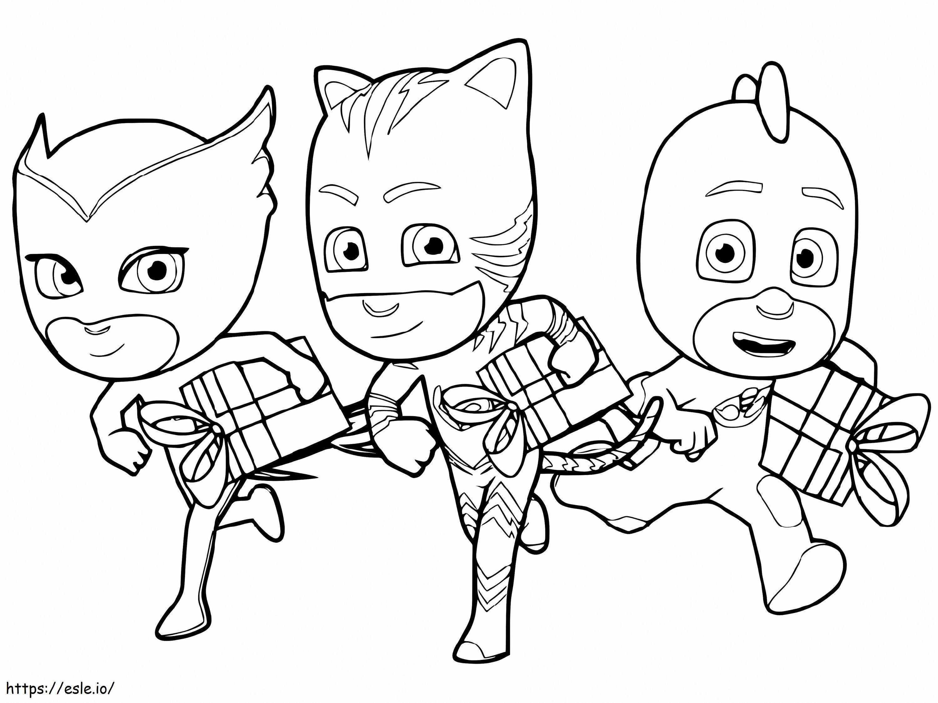 PJ Masks And Gifts coloring page
