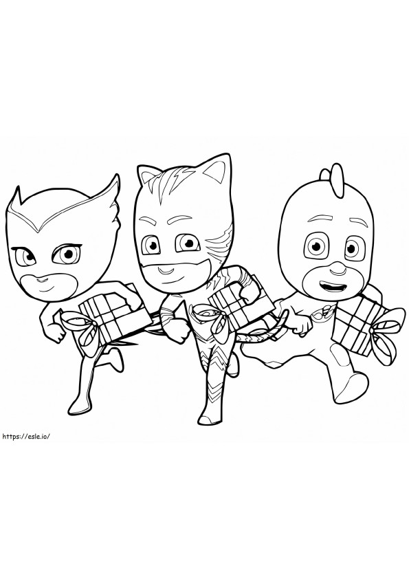 PJ Masks And Gifts coloring page
