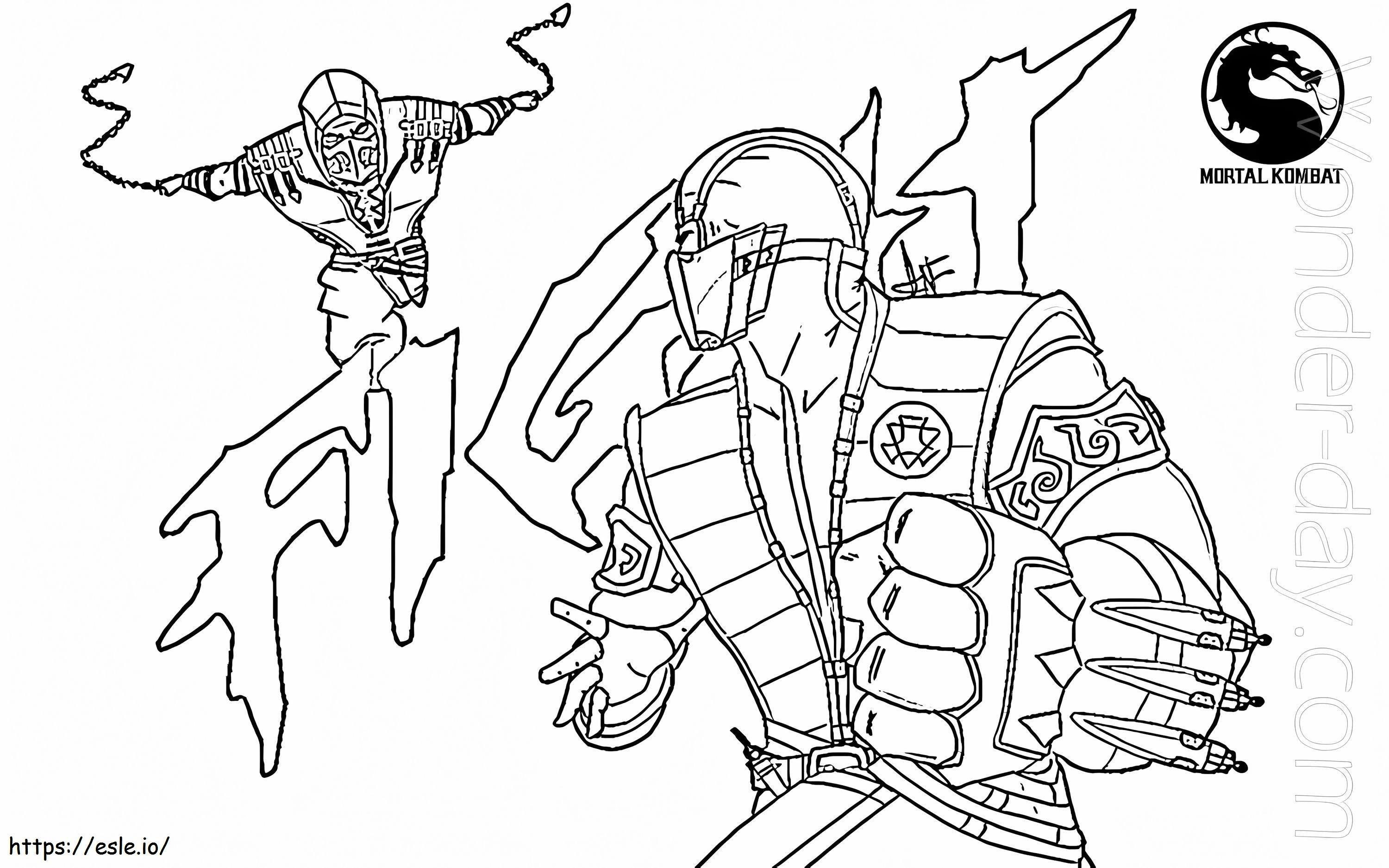 Scorpion And Sub Zero coloring page