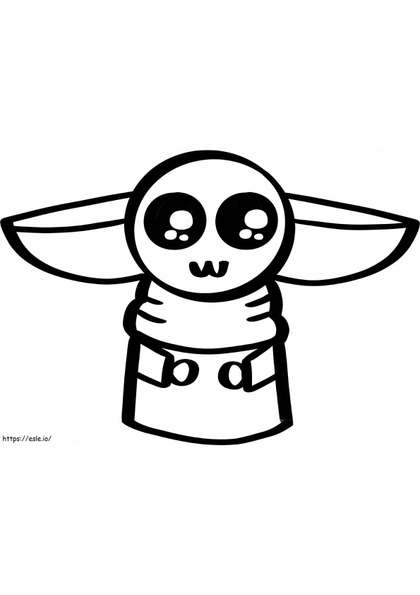 Coloriage Kawaii Bébé Yoda à imprimer dessin