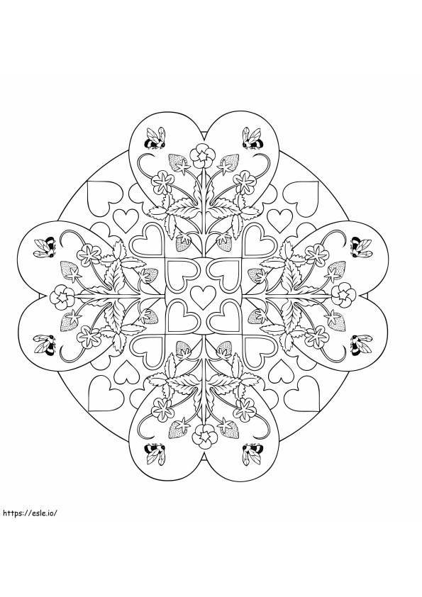 4 Kalp Mandala Boyama Sayfası boyama